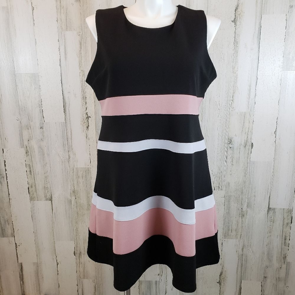 Suzanne Betro Striped Scuba Dress Sz 2X